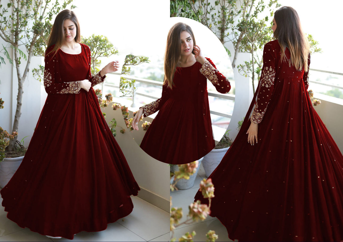 Pearl Embroidered Maxi 3PC