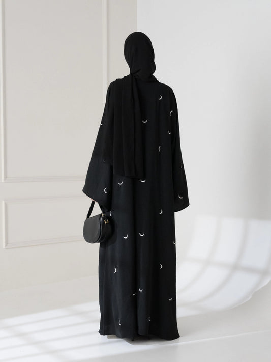 Moon Embroidered Abaya with Stroller – 2PC