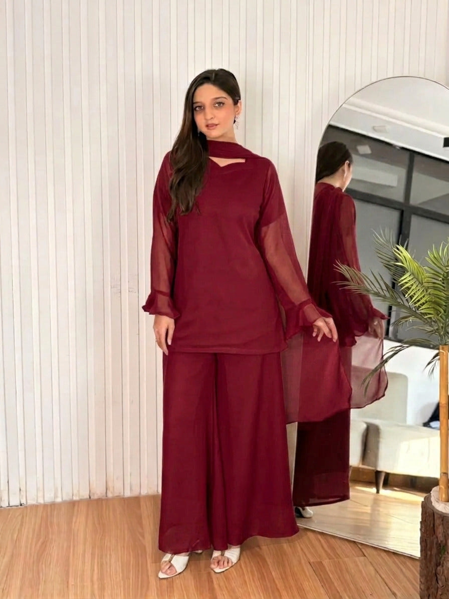 Ayla – 3Pc China Chiffon Palazzo Set