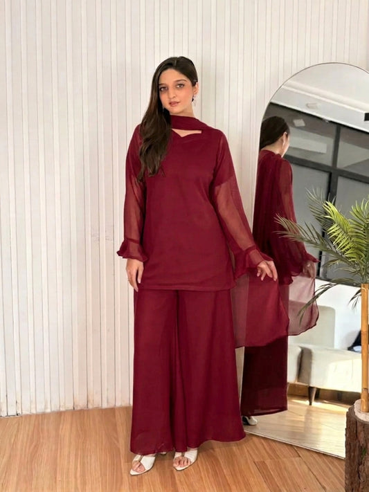 Ayla – 3Pc China Chiffon Palazzo Set