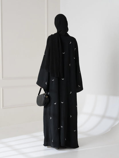 Moon Embroidered Abaya with Stroller – 2PC
