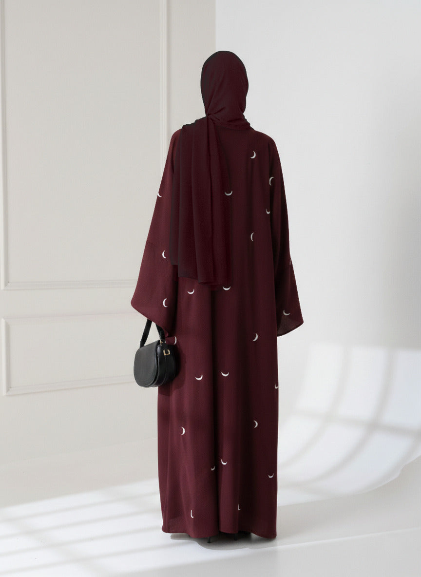 Moon Embroidered Abaya with Stroller – 2PC