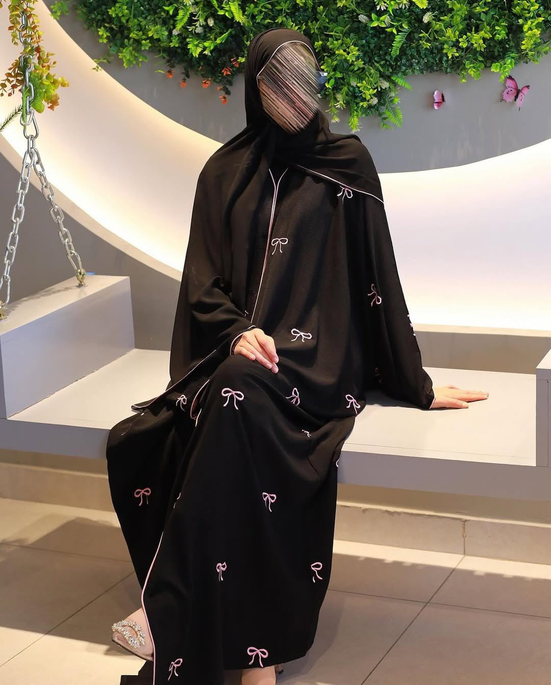 Bow Abaya with Stroller – 2PC
