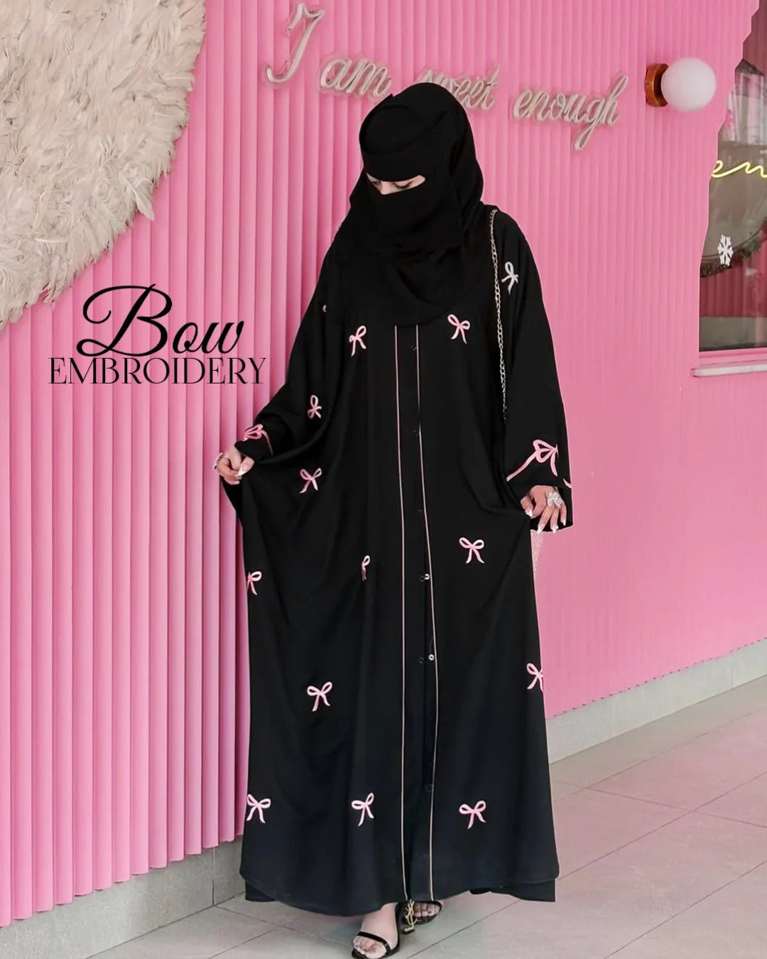 Bow Abaya with Stroller – 2PC