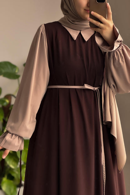 Collar Abaya with Belt & Stroller