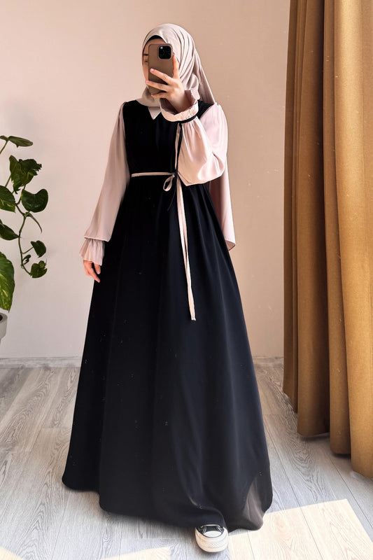 Collar Abaya with Belt & Stroller