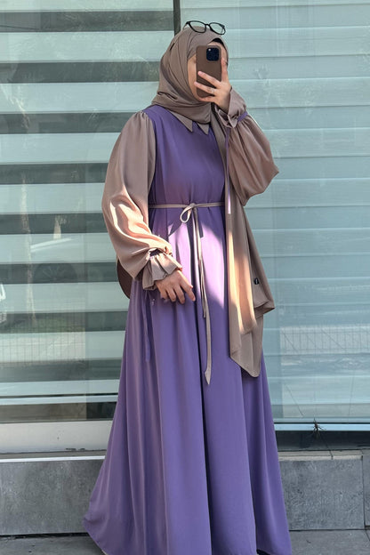 Collar Abaya with Belt & Stroller