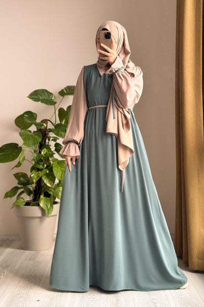 Collar Abaya with Belt & Stroller